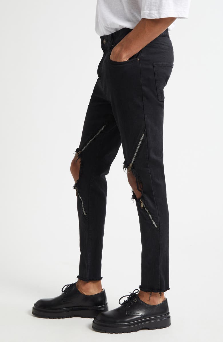 Undercover Ripped Knee Zip Detail Pants, Alternate, color, Charcoal