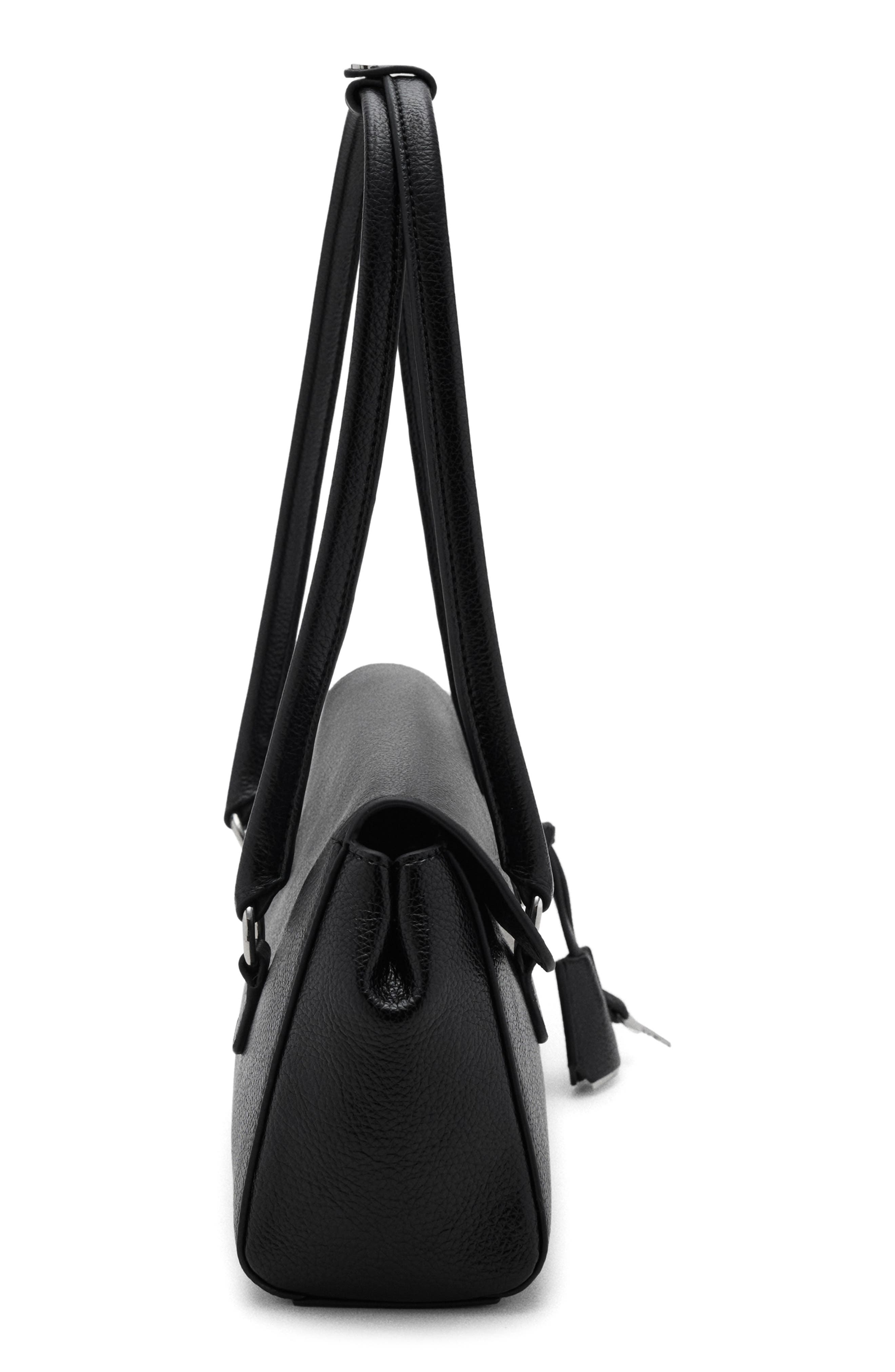 MANGO City Faux Leather Shoulder Bag, Alternate, color, Black