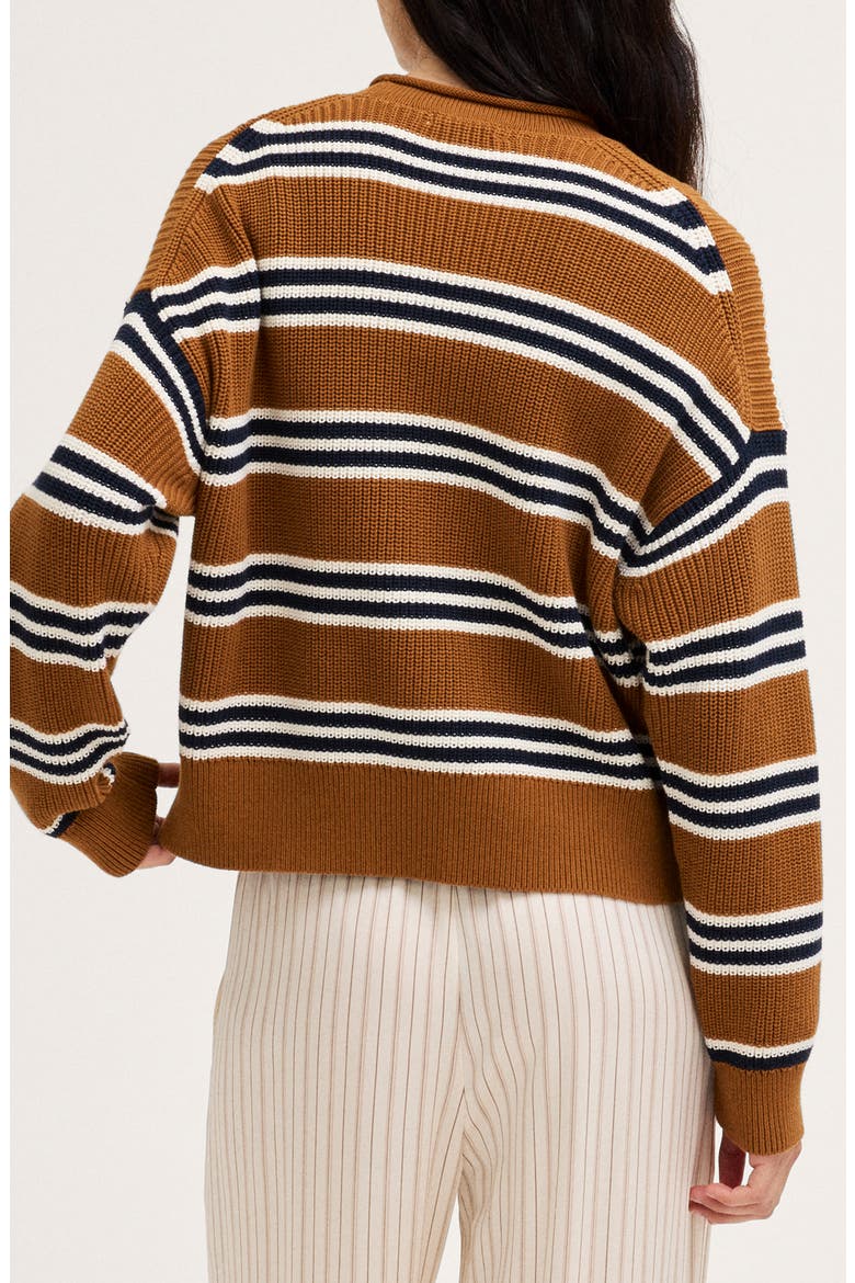 The Arden Crewneck Sweater, Alternate, color, ACORN AND NAVY TRIO STRIPE