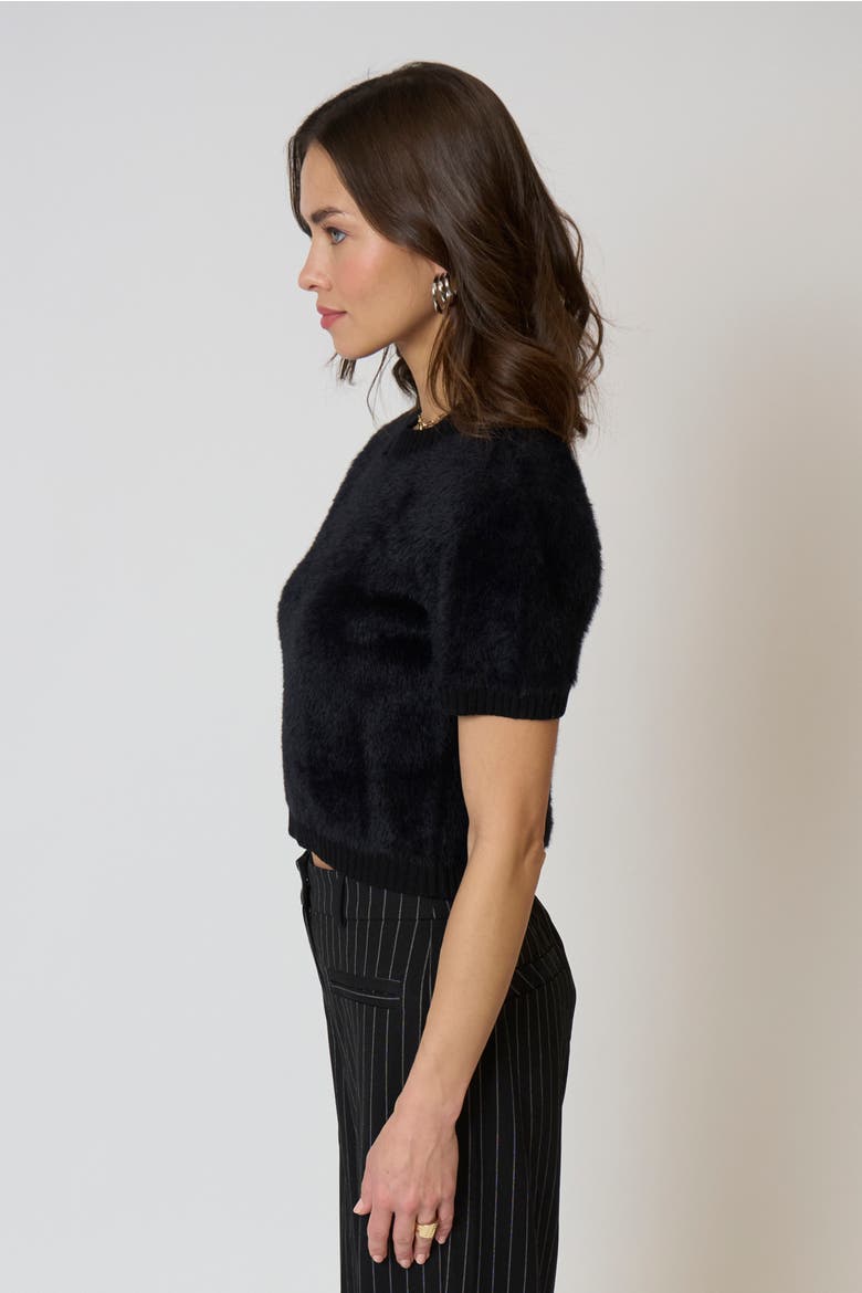 Roman Eyelash Tee With Shoulder Pads, Alternate, color, Black