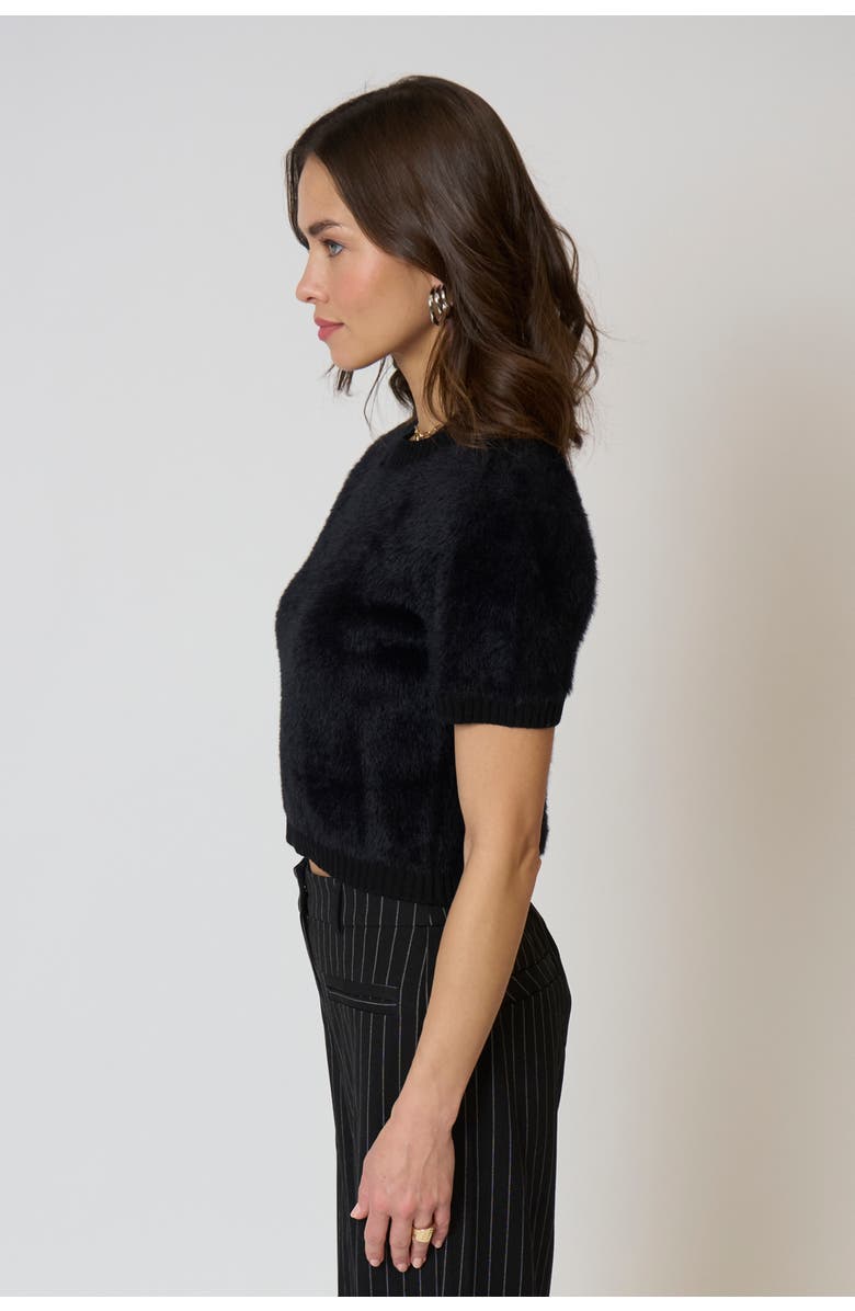 Central Park West Roman Eyelash Tee With Shoulder Pads, Alternate, color, Black