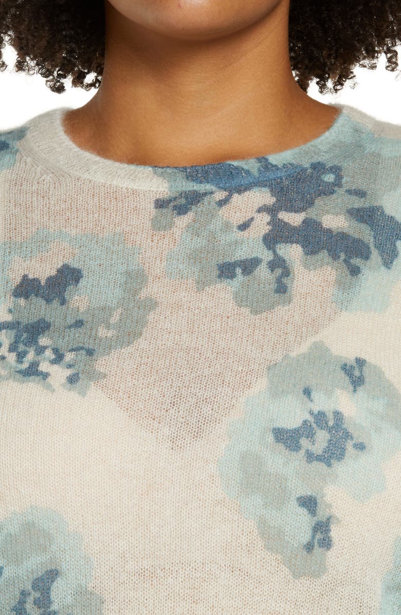 Vince Dahlia Print Alpaca & Mohair Blend Crewneck Sweater, Alternate, color, 