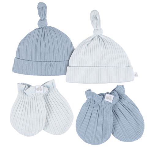 Caps and No Scratch Mittens Set