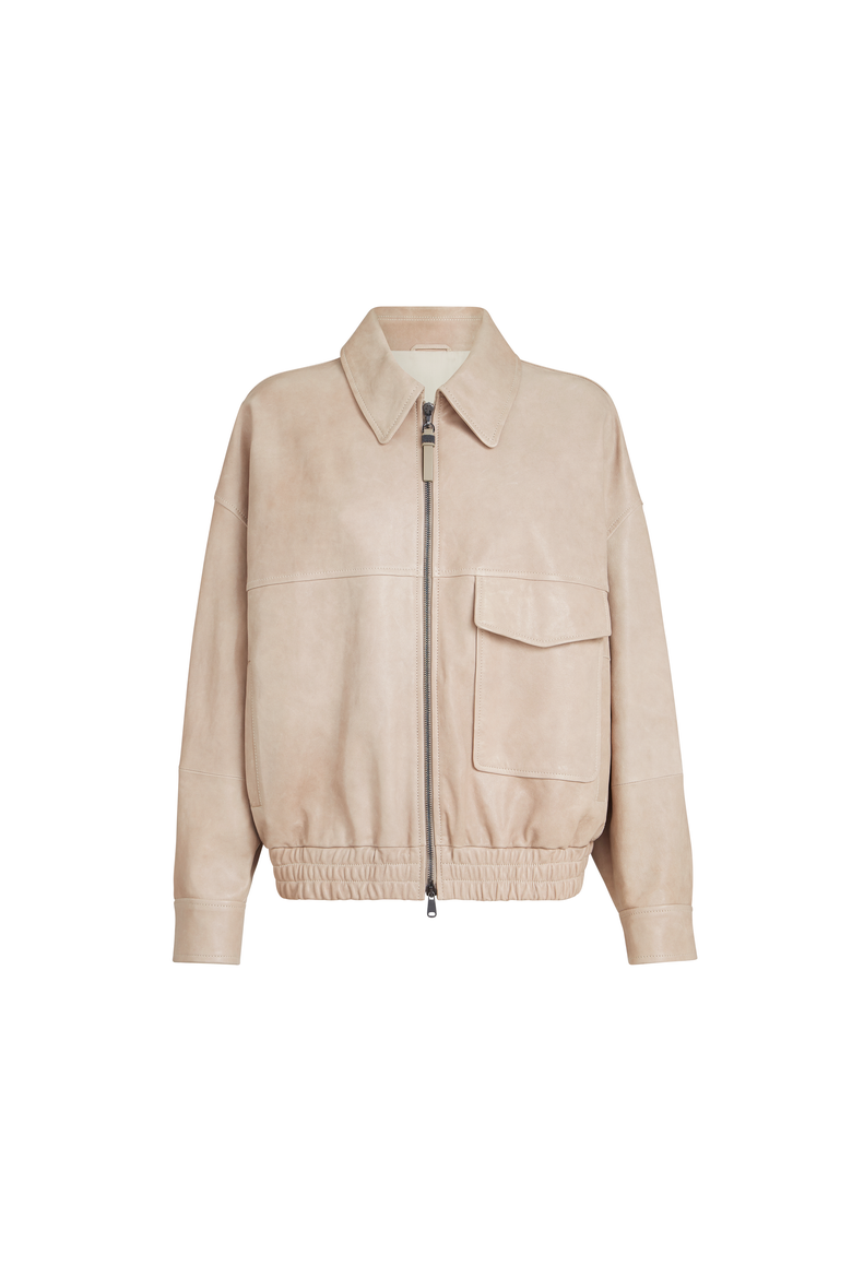 Glossy nappa leather outerwear jacket, Alternate, color, Beige
