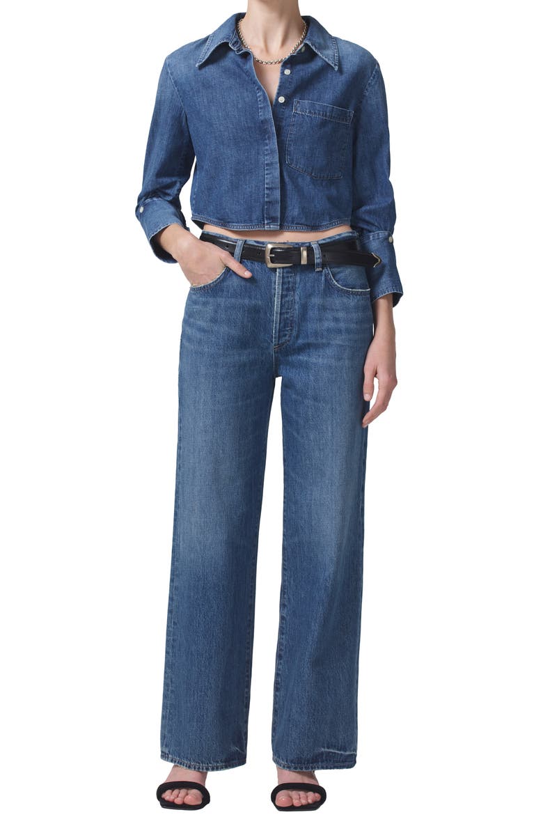 Citizens of Humanity Bea Crop Denim Button-Up Shirt, Alternate, color,