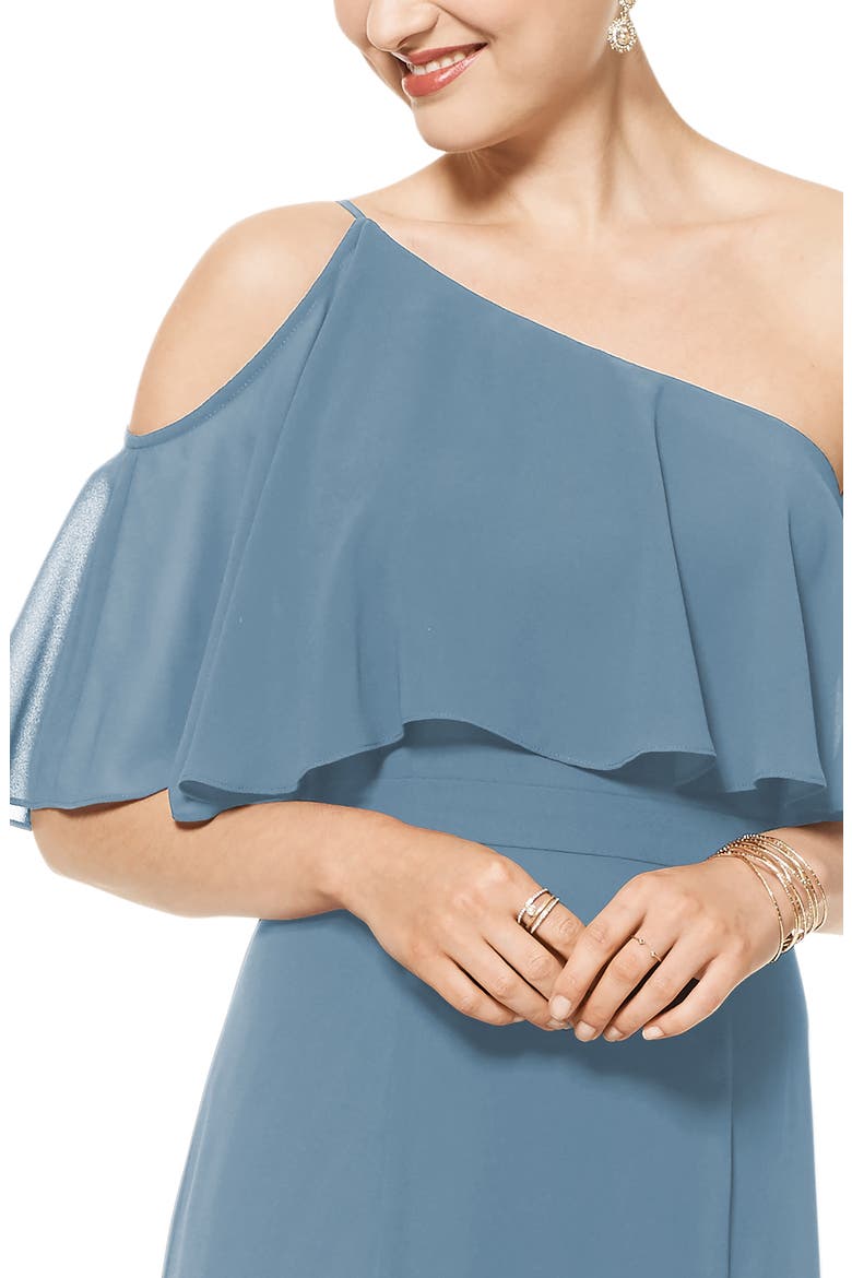 One-Shoulder Chiffon A-Line Gown, Alternate, color, SLATE