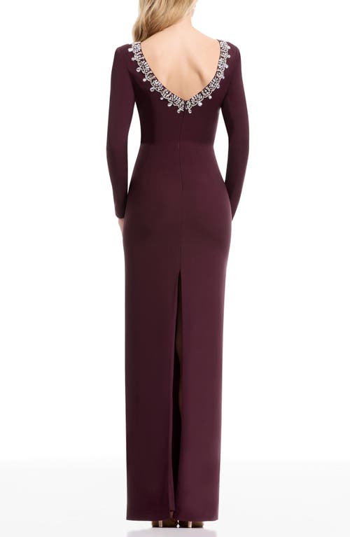 Dress The Population Anne Embellished Long Sleeve Column Gown In Red