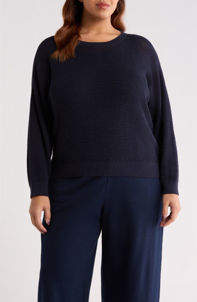 Eileen Fisher Waffle Knit Sweater, Main, color, Ink