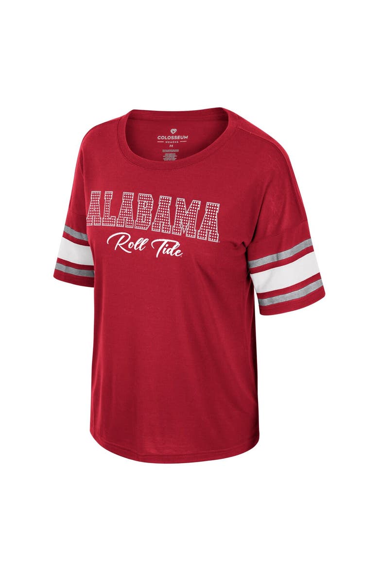 Women's Colosseum Crimson Alabama Crimson Tide I'm Gliding Here Rhinestone T-Shirt, Alternate, color, Crimson