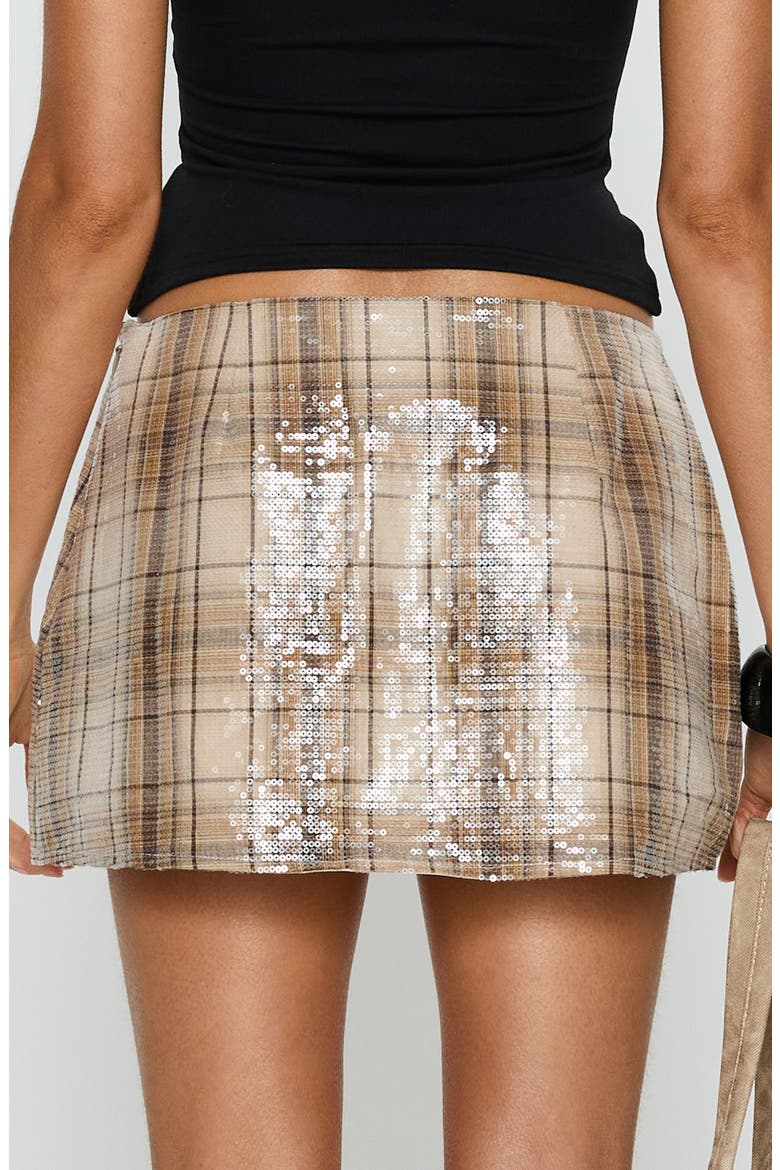 Cherice Sequin Plaid Miniskirt, Alternate, color, BEIGE PLAID