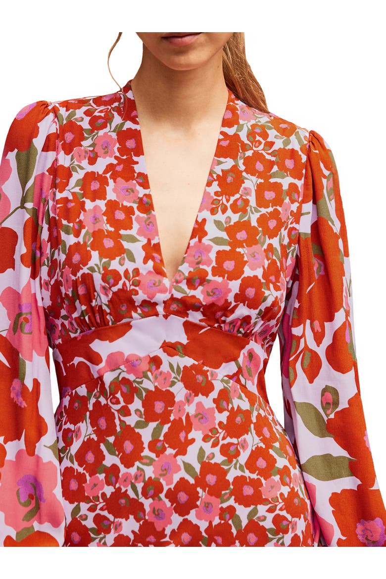 Poppy Print Waist Detail Dress, Alternate, color, Lilac/Pink