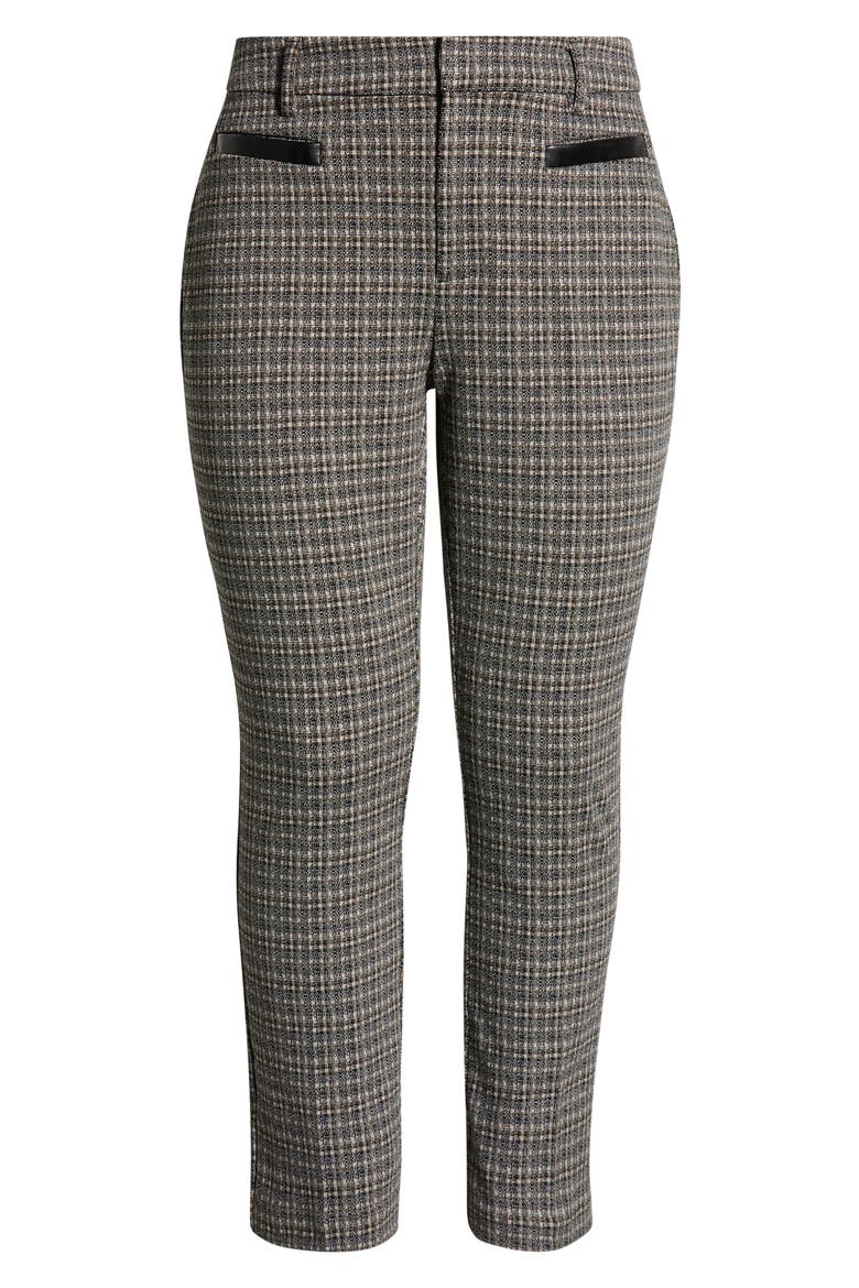 Faux Leather Trim Pants, Main, color, BLACK TAN CHECKERED