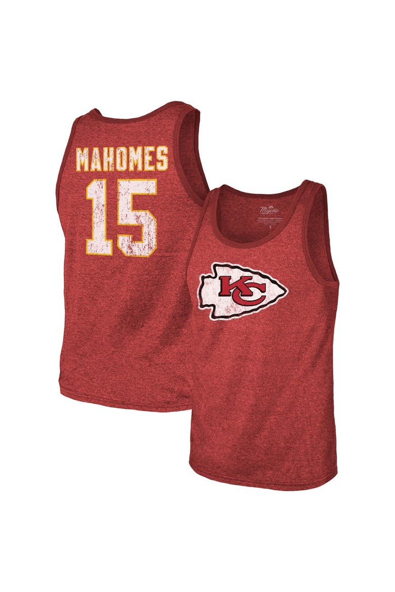 Men's Majestic Threads Patrick Mahomes Red Kansas City Chiefs Name & Number Tri-Blend Tank Top, Main, color, Red