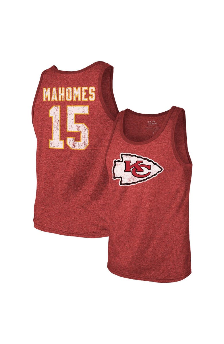 Majestic Threads Men's Majestic Threads Patrick Mahomes Red Kansas City Chiefs Name & Number Tri-Blend Tank Top, Main, color, 