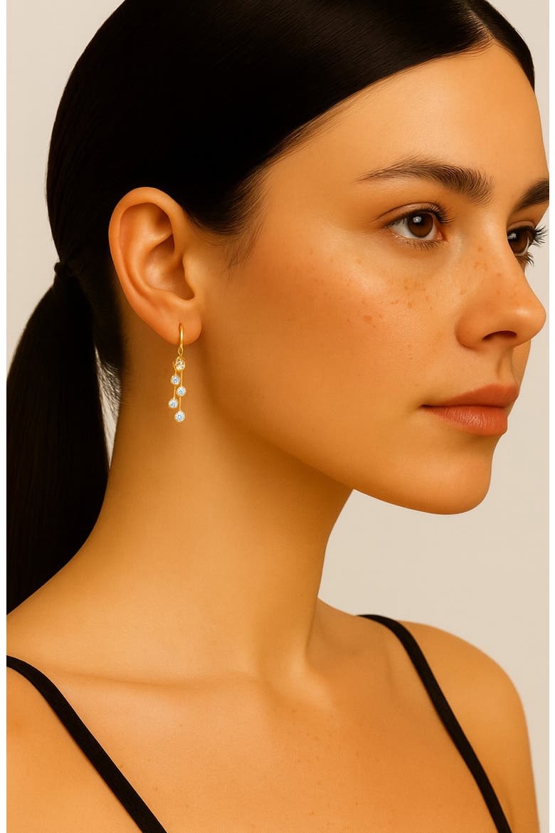14K Gold Vermeil Cubic Zirconia Drop Earrings, Alternate, color, GOLD