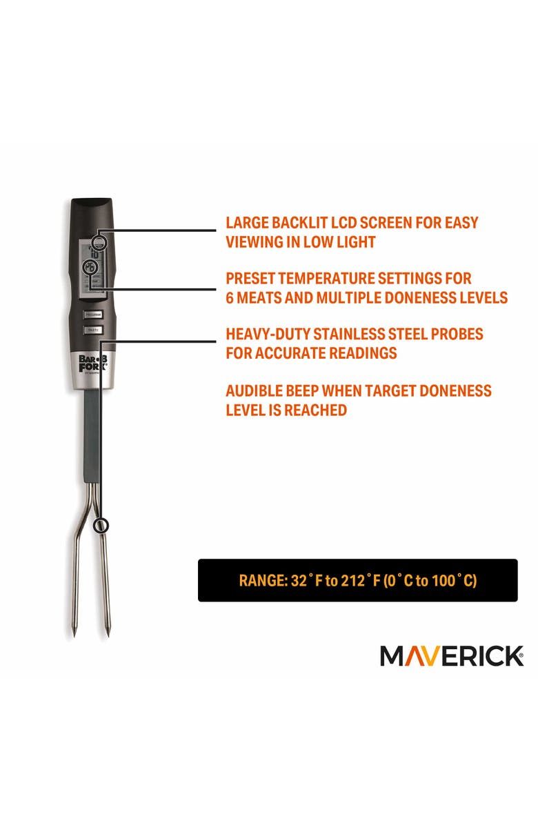 Maverick BarBFork Digital Grilling Fork Thermometer, Alternate, color,