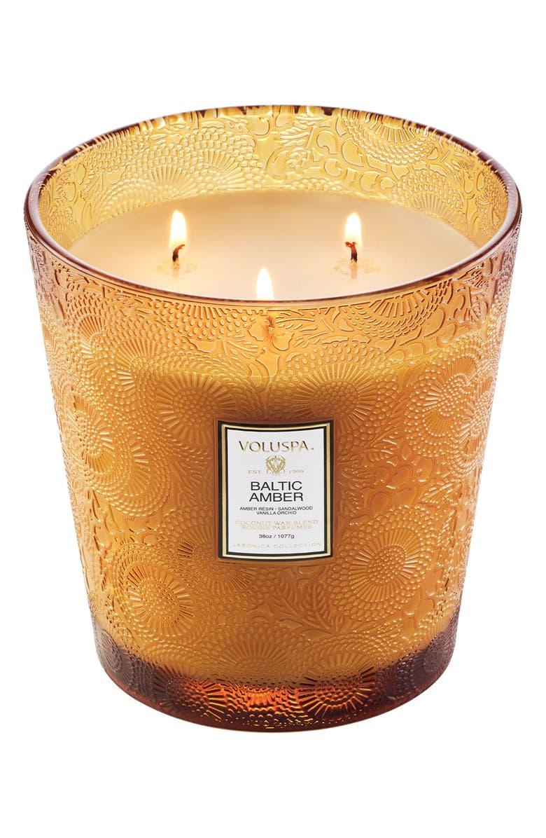 Voluspa Baltic Amber Three-Wick Hearth Candle, Alternate, color, 