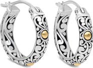 DEVATA 20mm Bali Filgree Hoop Earrings in Sterling Silver and 18K Gold Accents