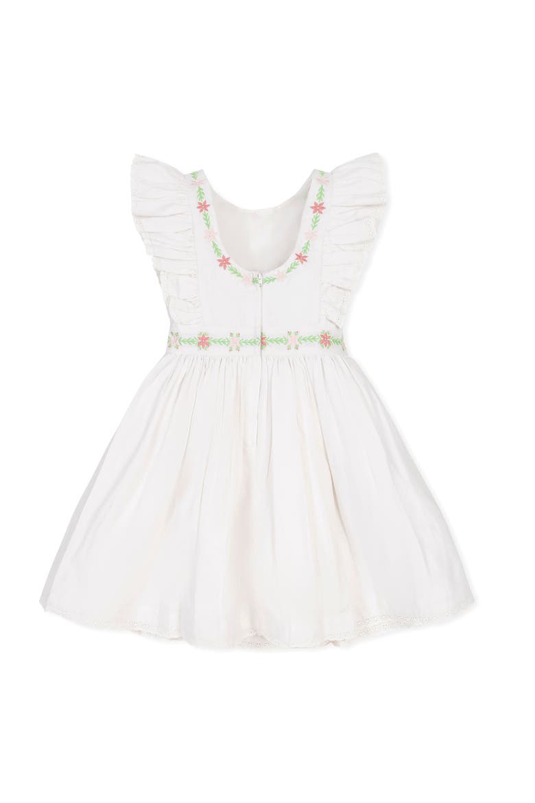 Kids' Linen Ruffle Jumper with Embroidery, Alternate, color, White with Embroidery