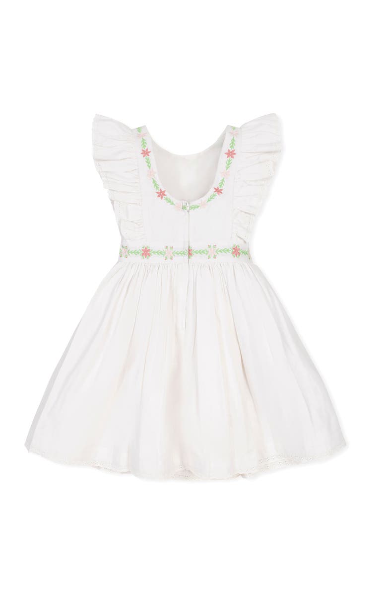 Hope & Henry Kids' Linen Ruffle Jumper with Embroidery, Alternate, color, White With Embroidery