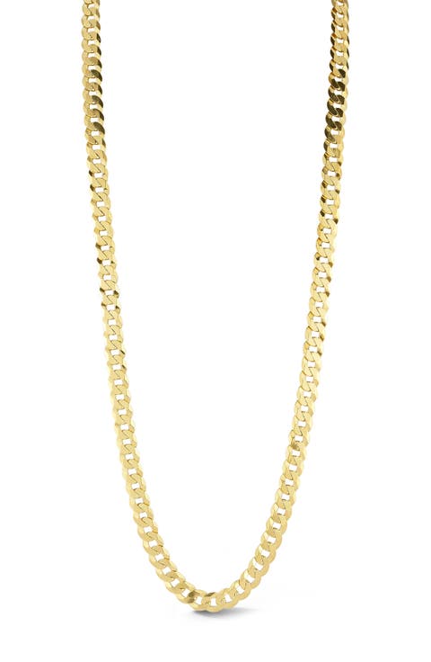 Men's 18K Gold Plated Sterling Silver 7mm Curb Chain Necklace