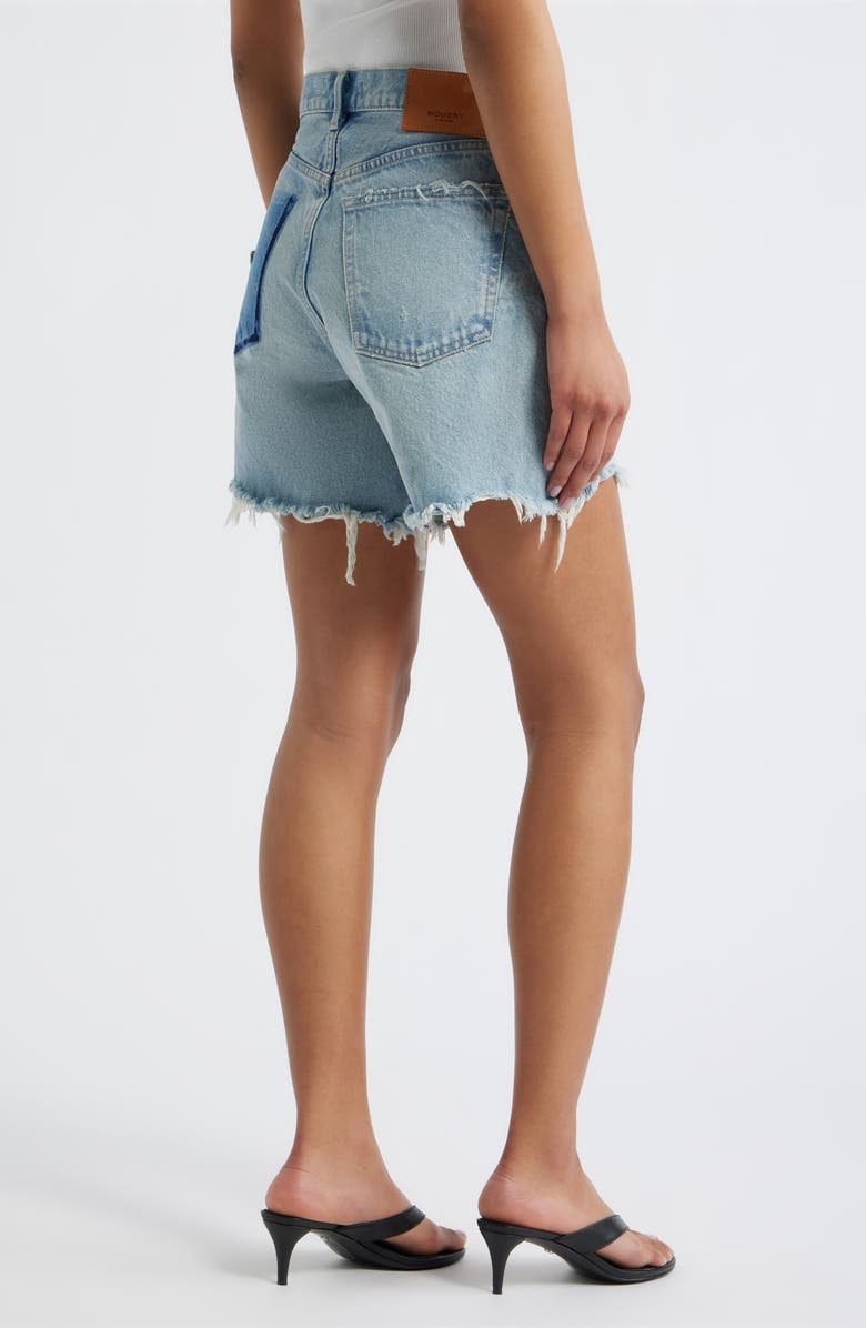 MOUSSY VINTAGE McKendree High Waist Ripped & Repaired Denim Cutoff Shorts, Alternate, color, Light Blue