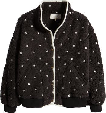THE GREAT. The Blackbird Floral Embroidery High Pile Fleece