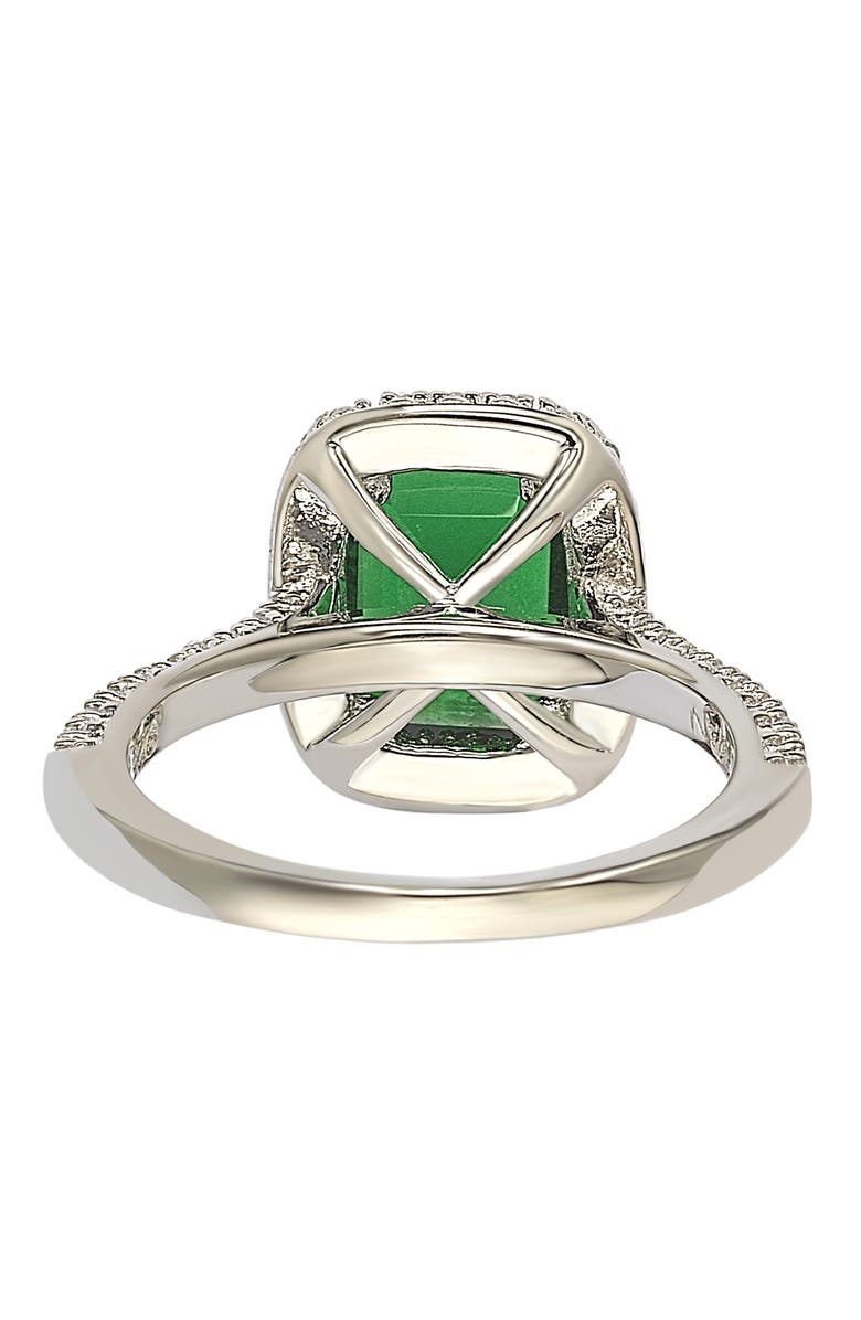 SUZY LEVIAN Sterling Silver Emerald Cut Green CZ Halo Ring, Alternate, color, Green