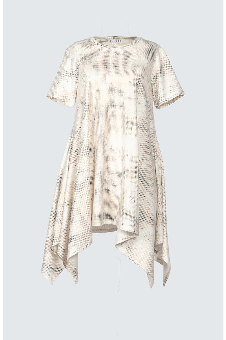 Iris Printed Cotton Jersey Dress, Alternate, color, Ecru
