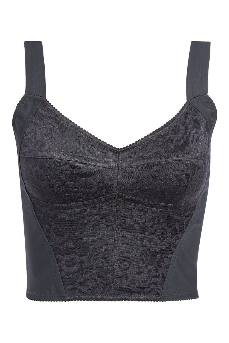 Jacquard Corset Bustier Top, Alternate, color, BLACK