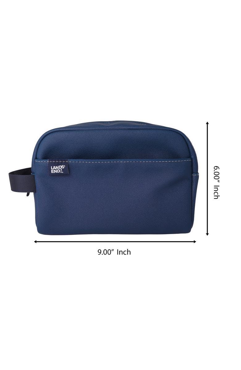 Lands' End Woven Dopp Kit for Men, Solid Toiletry Bag with Top Zip and Front Pocket, Alternate, color, Navy