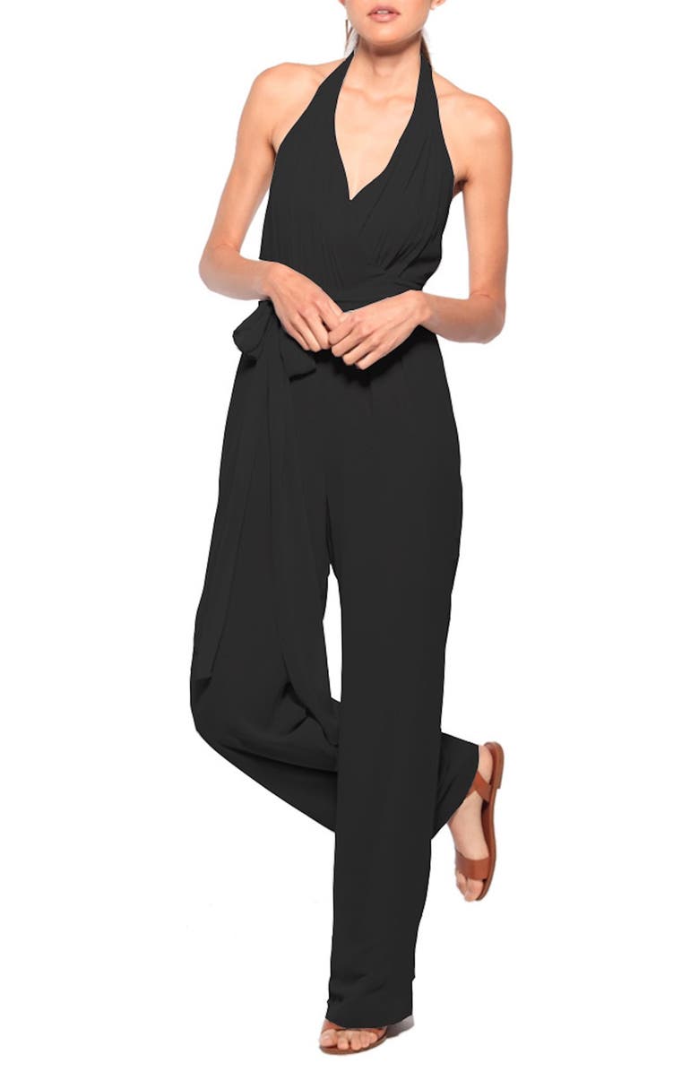 Joanna August August Scarlette Faux Wrap Chiffon Halter Jumpsuit, Main, color,