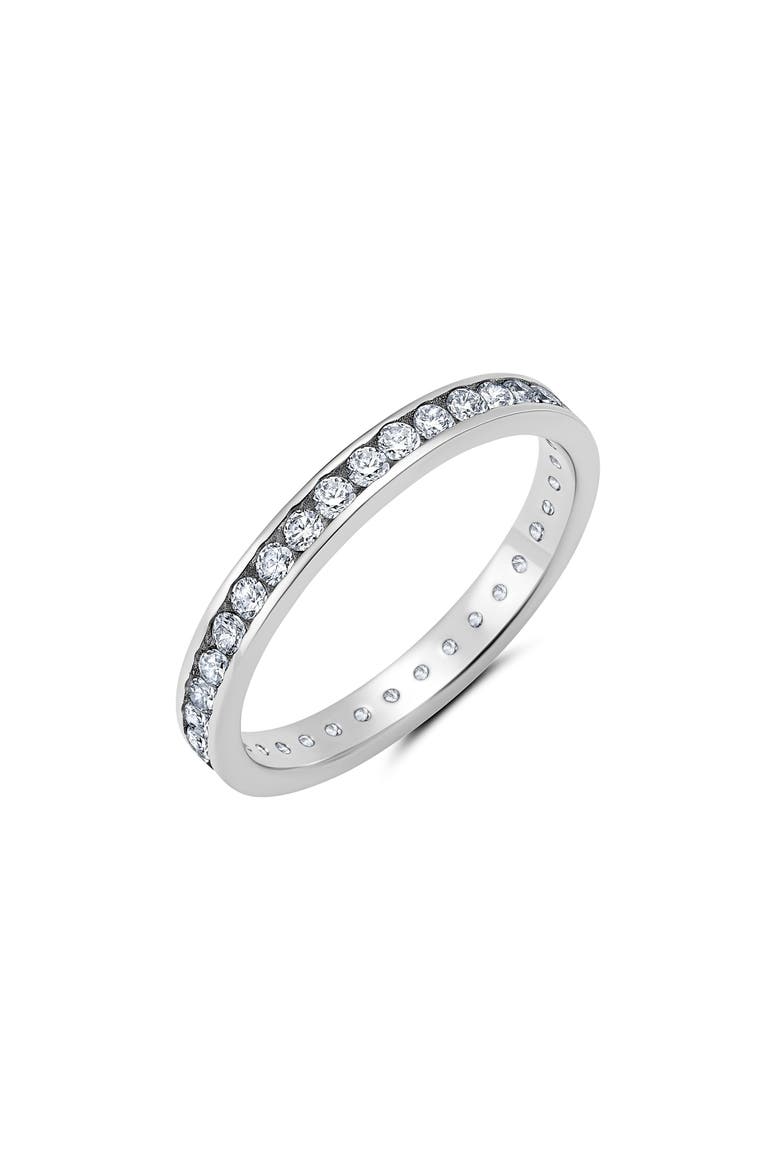 Cubic Zirconia Eternity Ring, Main, color, PLATINUM