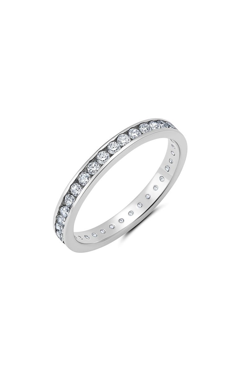 Crislu Cubic Zirconia Eternity Ring, Main, color, Platinum