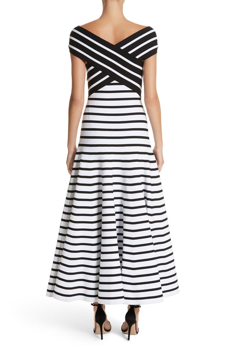 Carolina Herrera Stripe Off the Shoulder Maxi Dress, Alternate, color,