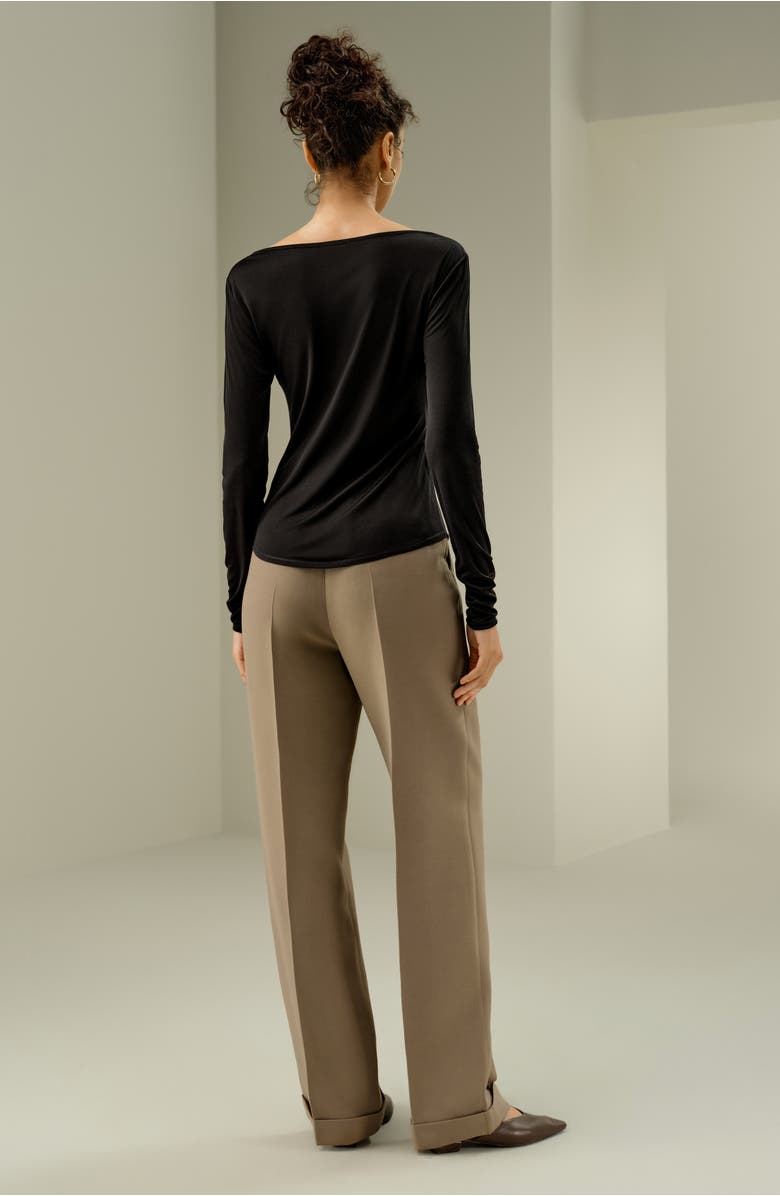 Lilysilk Scoop-Neck Pure Silk Slim Fit Top, Alternate, color, Black