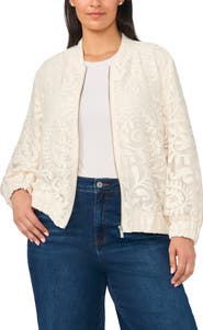 Halogen® Lace Bomber Jacket