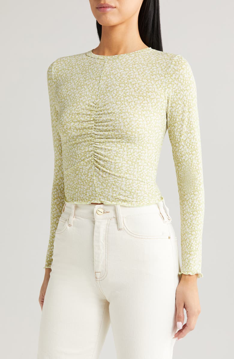 All in Favor Floral Ruched Long Sleeve Top, Alternate, color,