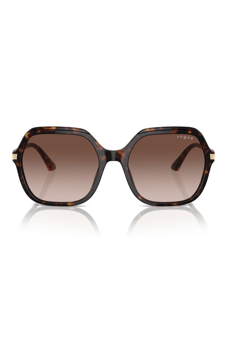 56mm Square Sunglasses, Main, color, DARK HAVANA / GRADIENT BROWN