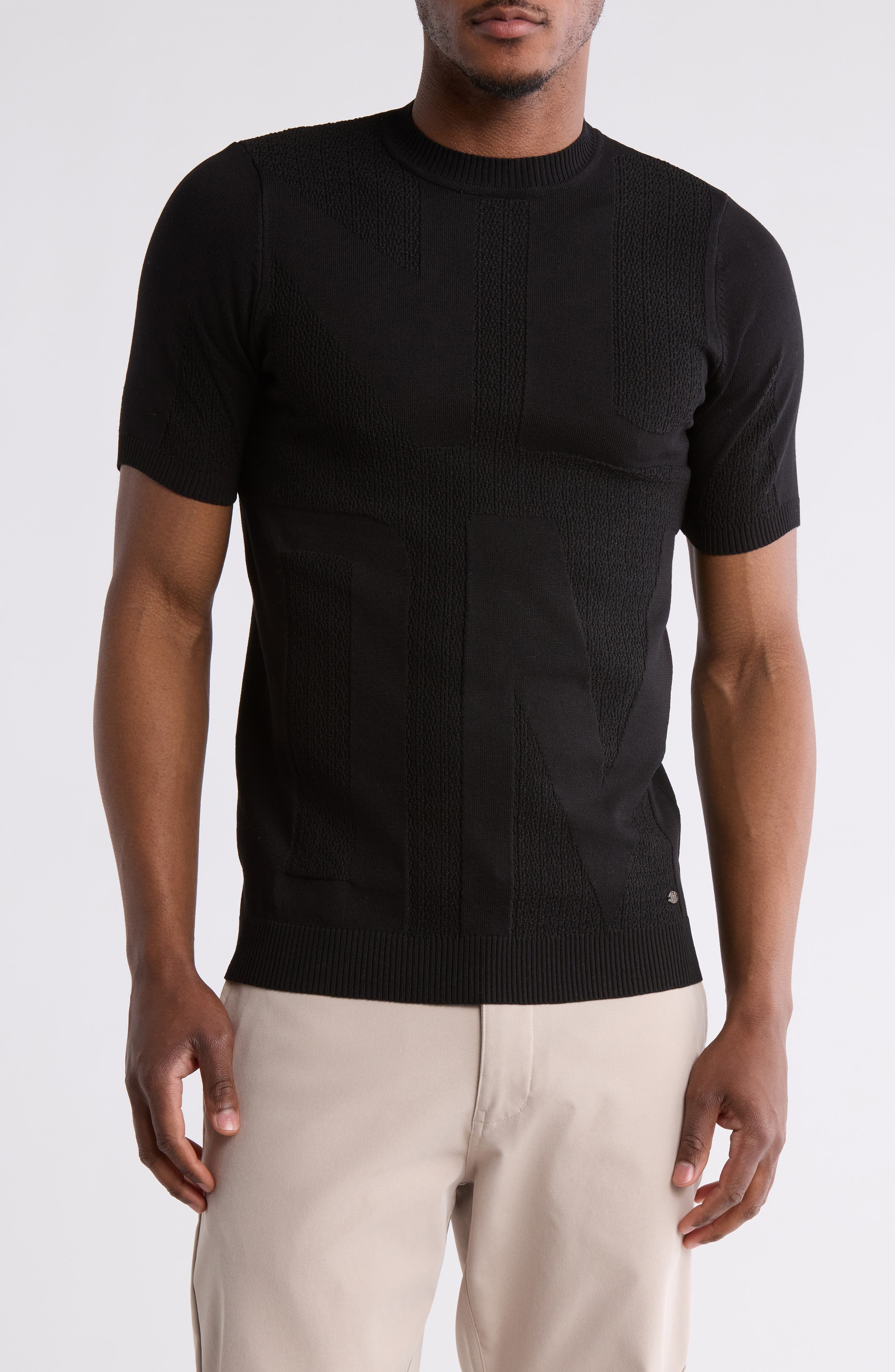 T.R. PREMIUM Textured Knit Short Sleeve Sweater