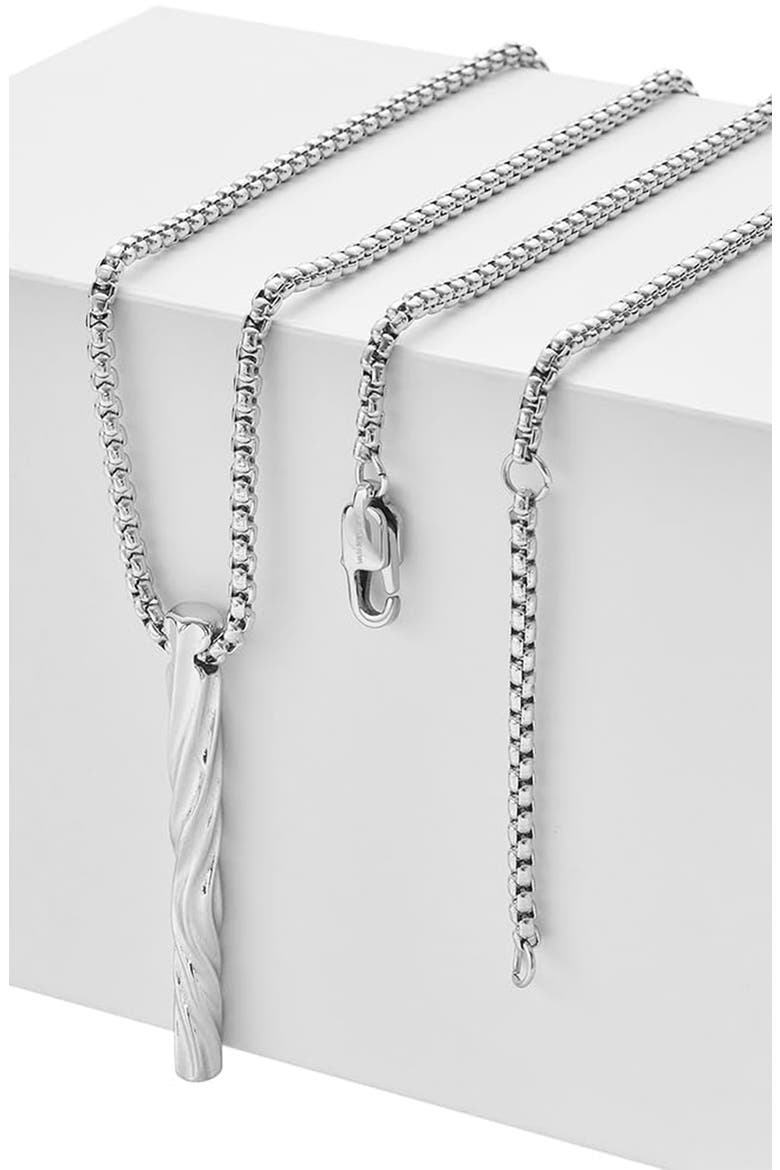 Men's Twisted Tube Pendant Necklace, Alternate, color, SILVER