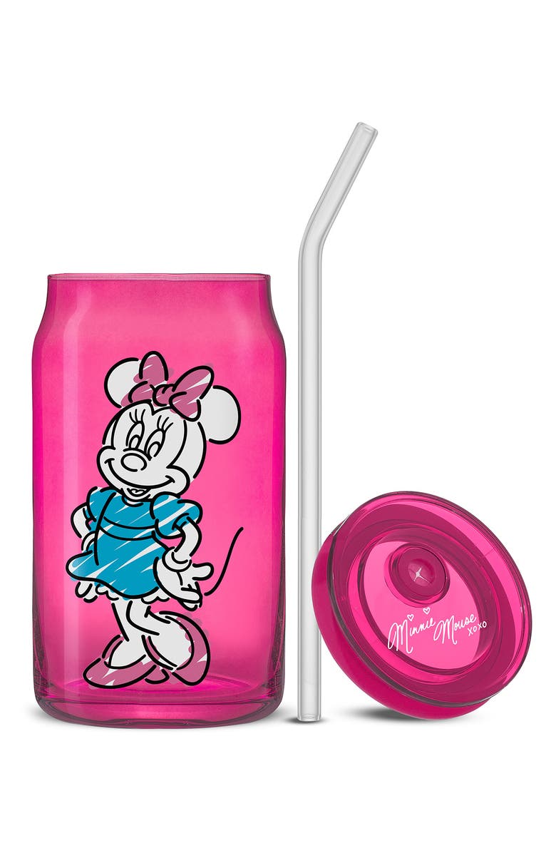 JoyJolt x Disney Mickey & Friends Set of 4 Sketch Glasses, Alternate, color, Multi