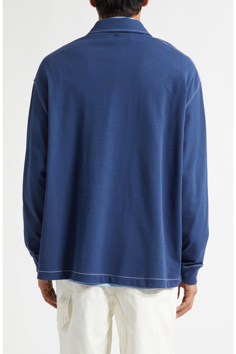 Oversize Long Sleeve Polo, Alternate, color, ENCRE