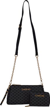 bebe Adela Monogram Crossbody Baguette with Wallet