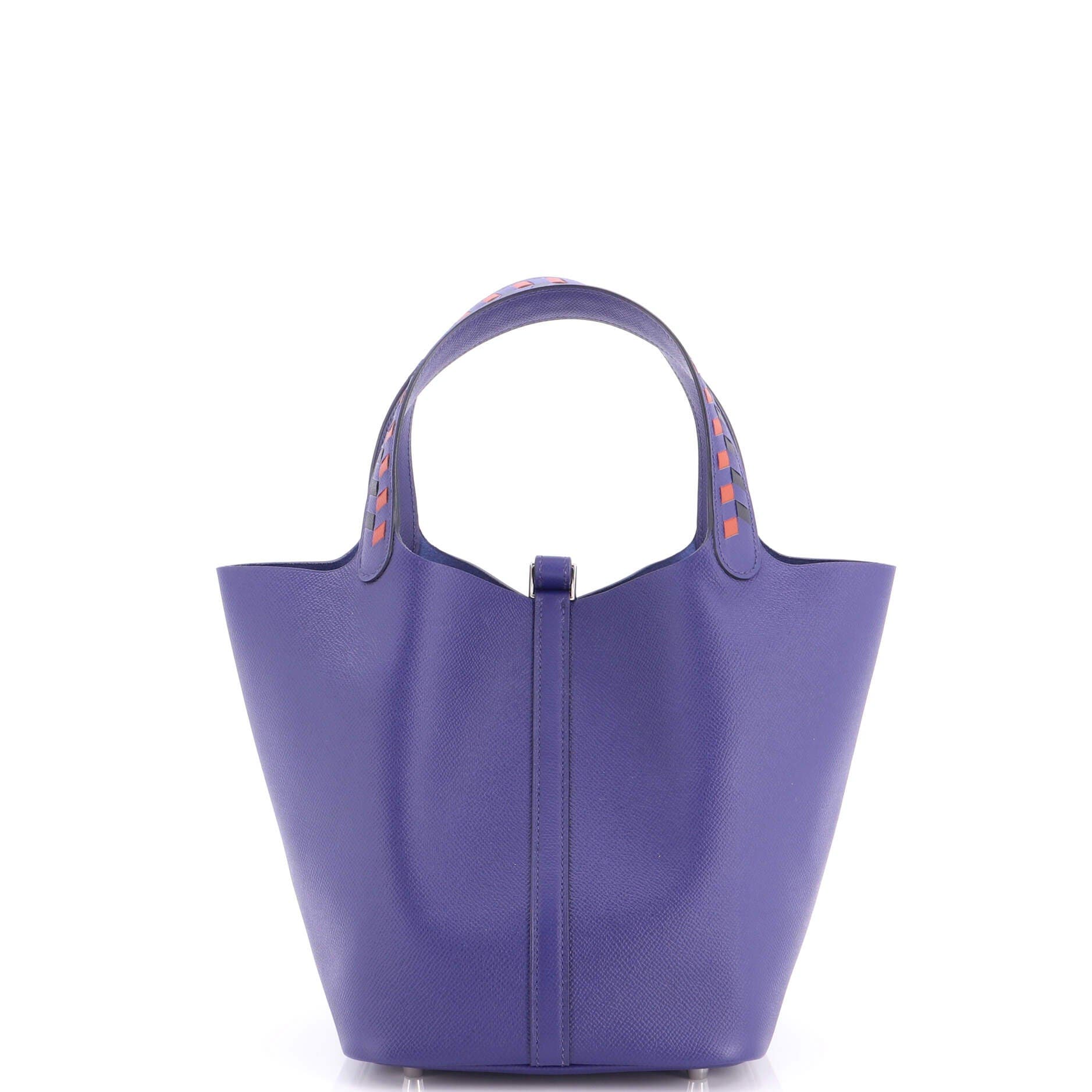 Picotin Lock Bag Tressage Epsom MM, Alternate, color, Blue