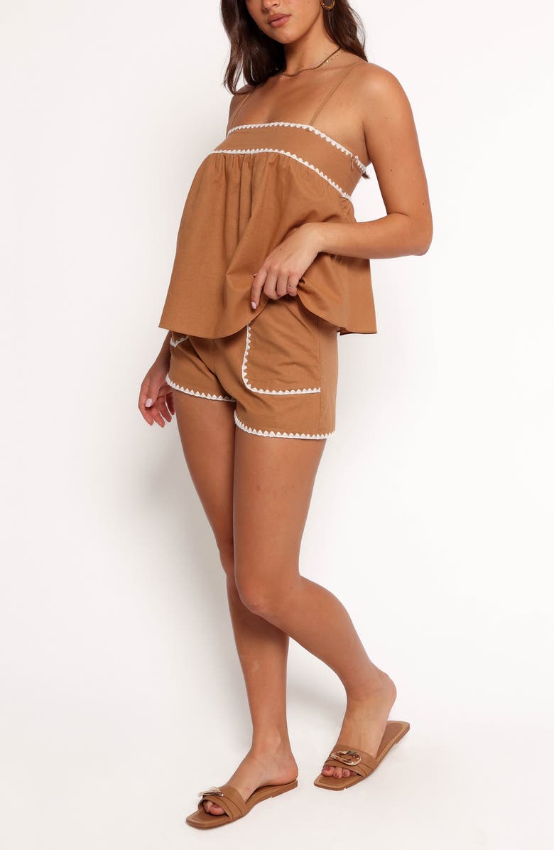 Petal & Pup Lila Rickrack Cotton Camisole & Shorts Set, Alternate, color, Tan White