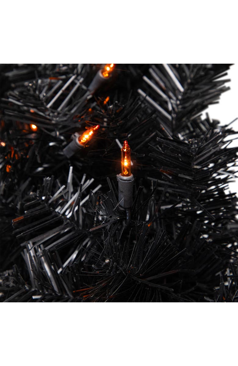 Northlight Pre-Lit Noble Spruce Artificial Halloween Wreath - 24" - Black - Orange Lights, Alternate, color, 