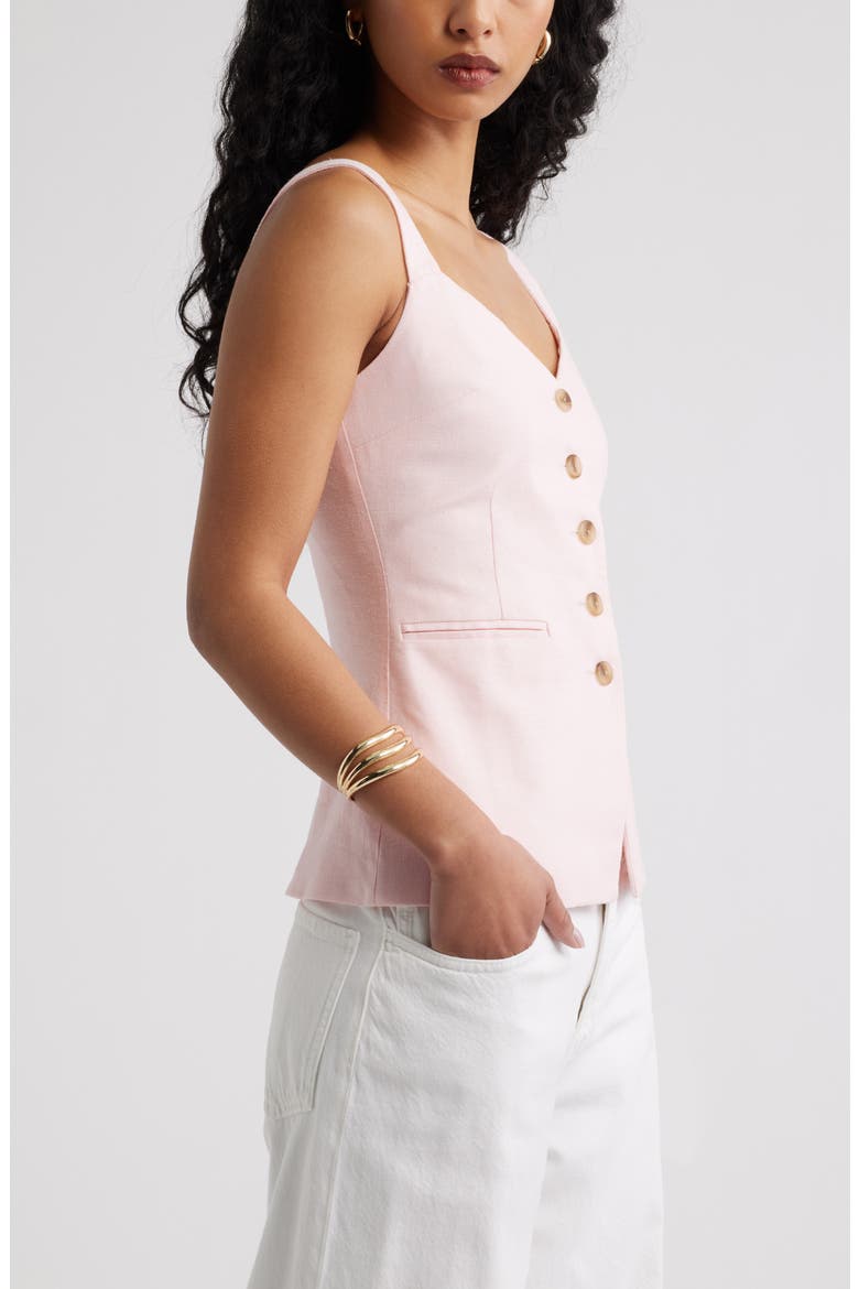 Button Front Linen Blend Tank, Alternate, color, PINK PINKESQUE