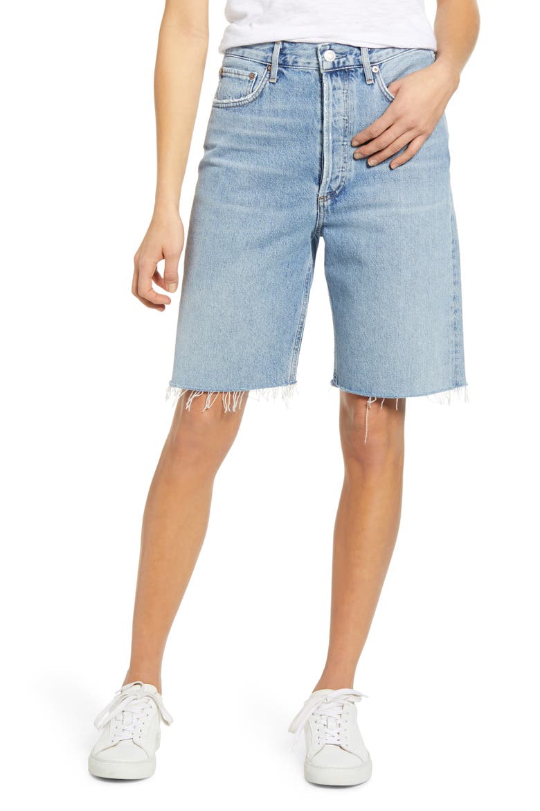 '90s Longline Denim Shorts, Main, color, RIPTIDE
