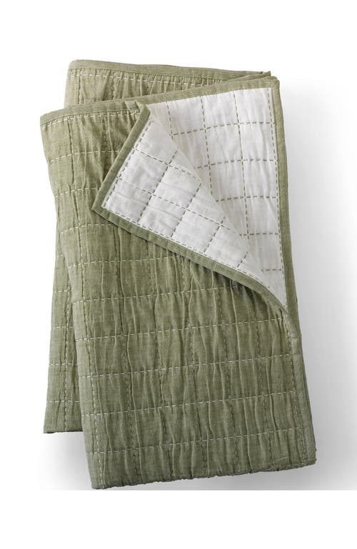 Lands' End Essential Cotton Windowpane Reversible Bed Blanket